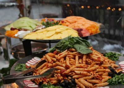 Fruit and pasta platters at the Millcreek Inn buffet.