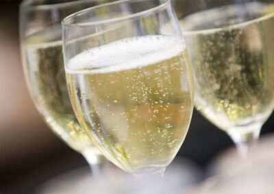 Filled champagne glasses